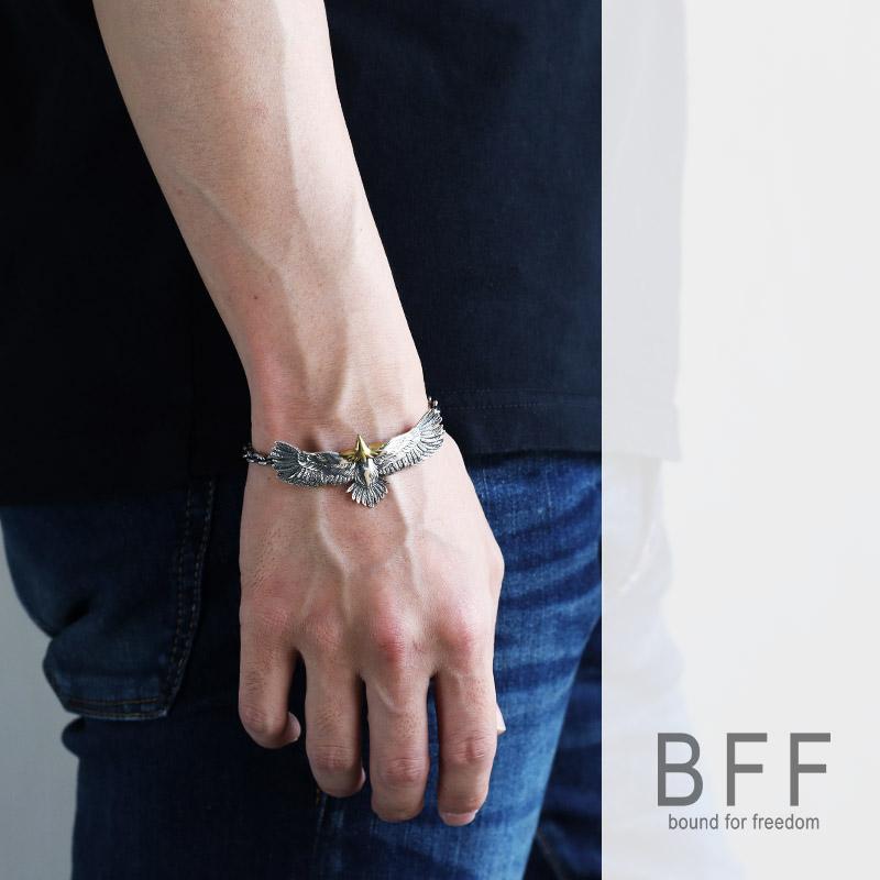 ＼2個で10％OFF 3個で20％OFFクーポン／BFF ブランド イーグルブレスレット シルバー925 チェーンブレスレット メンズイーグル 金属アレルギー対応 専用BOX 爆買の画像