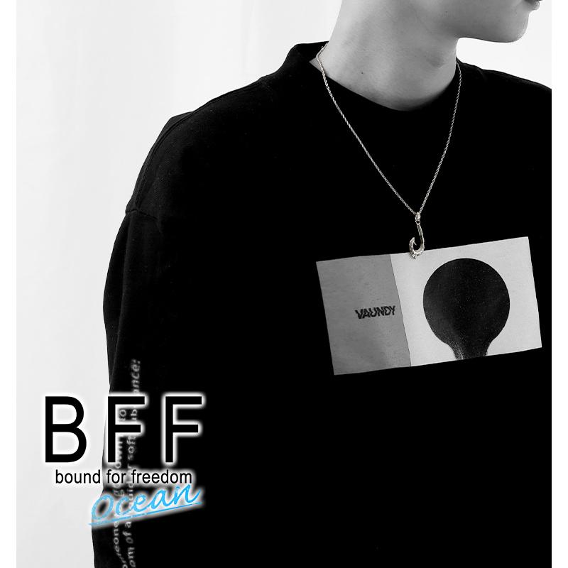 ＼2個で10％OFF 3個で20％OFFクーポン／BFF ブランド フィッシュフックネックレス シルバー マイレ スクロール 釣り針 ロープチェーン 彫金 手彫り 専用BOX 爆買の画像