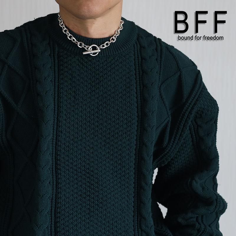 BFF ブランド 幅11mm マンテル チェーンネックレス 45cm 太幅 シルバー