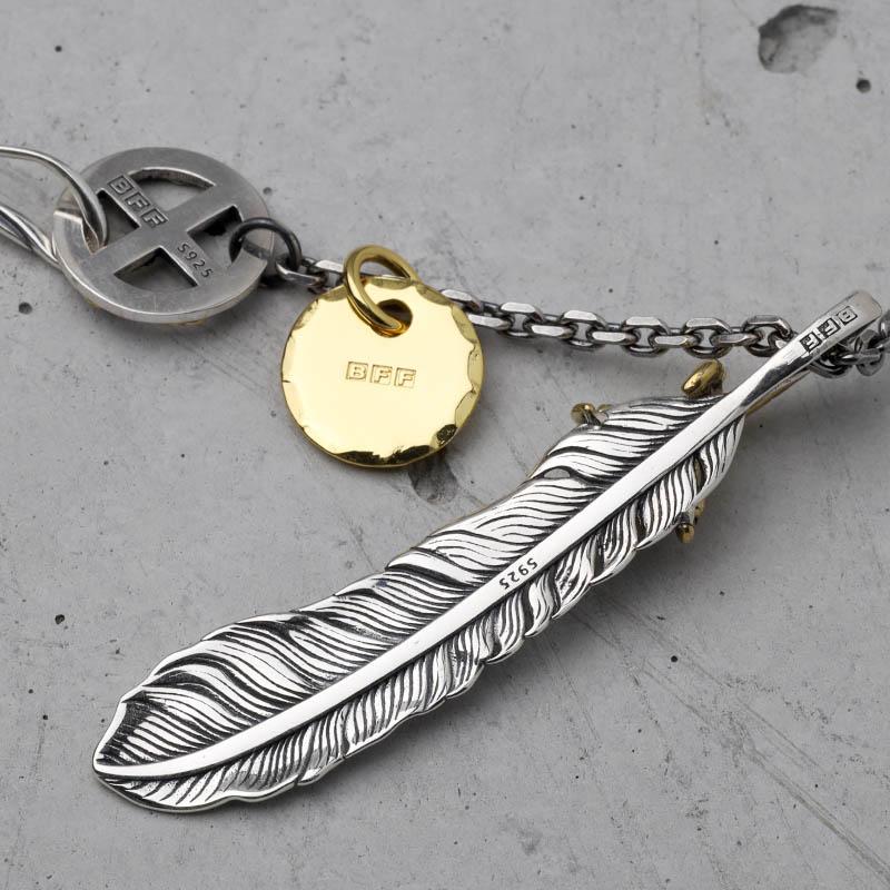 BFF ブランド フェザーネックレス シルバー925 金爪 羽根 メタル BFF ブランド フェザーネックレス シルバー925 金爪 羽根 メタル