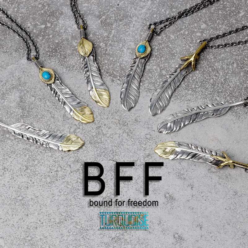 BFF ブランド フェザーネックレス シルバー925 金爪 羽根 メタル BFF ブランド フェザーネックレス シルバー925 金爪 羽根 メタル