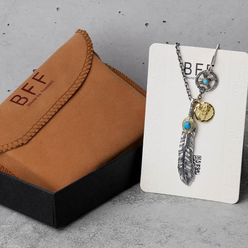 BFF ブランド フェザーネックレス シルバー925 ターコイズ 上金 先金