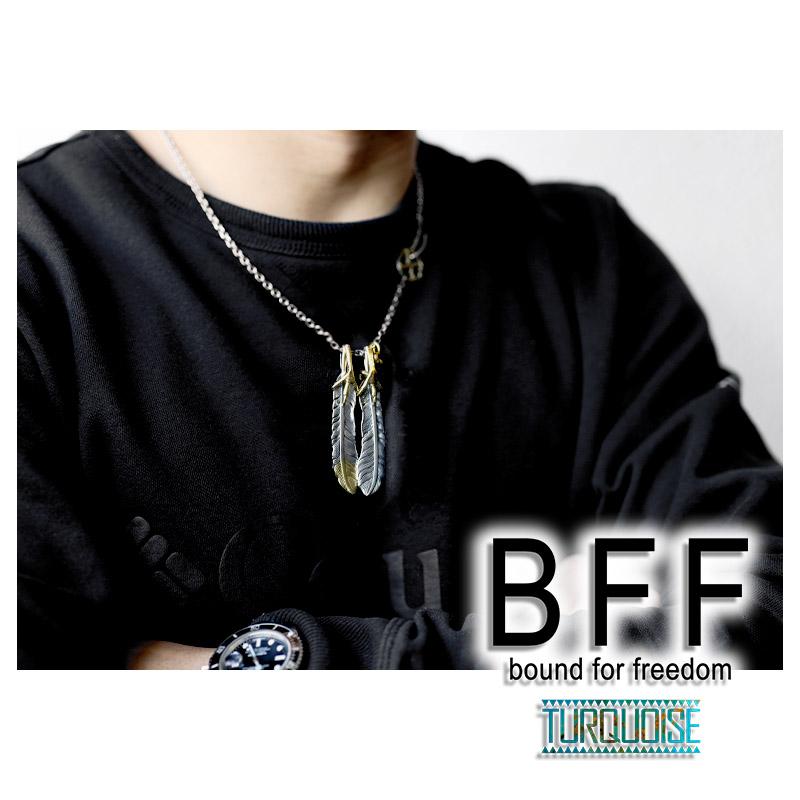 BFF ブランド フェザーネックレス メンズ シルバー925 金爪 先金