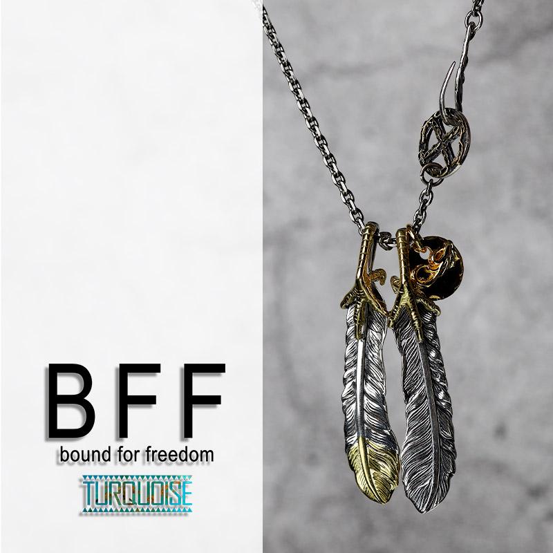 BFF ブランド フェザーネックレス メンズ シルバー925 金爪 先金
