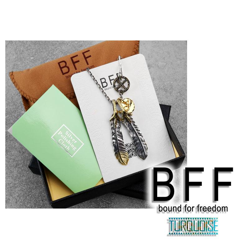 BFF ブランド フェザーネックレス メンズ シルバー925 金爪 先金