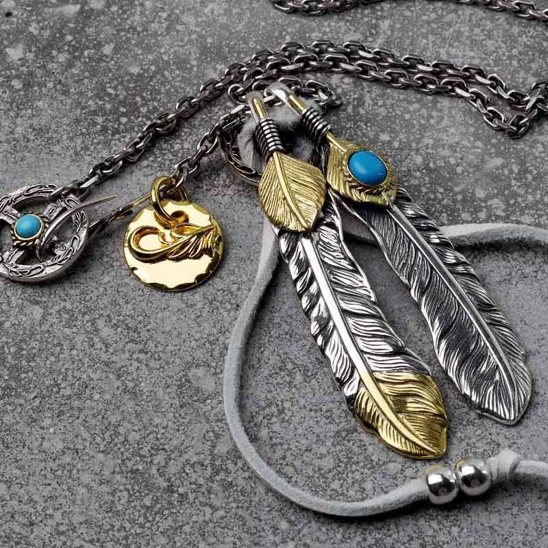 超爆安 フェザーネックレス ブランド Bff メンズ 専用box付属 金属アレルギー対応 羽根 ネイティブ トリプル ターコイズ 先金 上金 シルバー925 ネックレス ペンダント Www Akken Fr