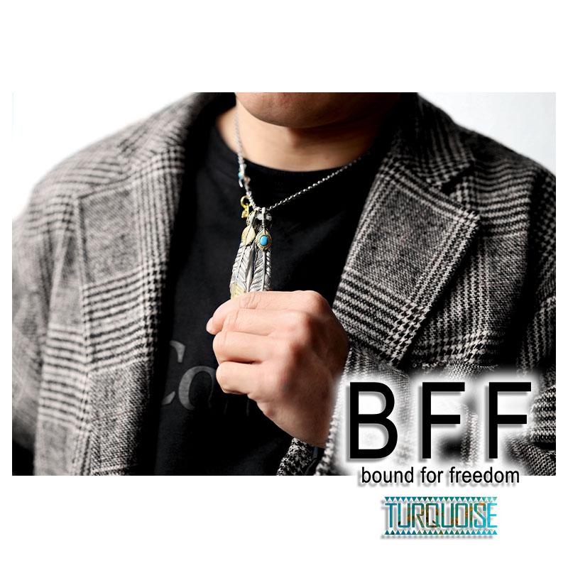 上金先金ターコイズフェザー silver925 フェザーネックレス 複数買いで最大300円OFFクーポン／BFF ブランド フェザーネックレス