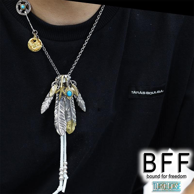 BFF ブランド フェザーネックレス シルバー925 ゴールド フェザー