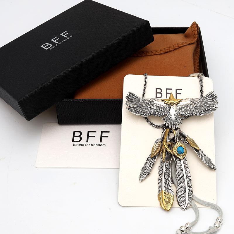 ＼複数買いで最大300円OFFクーポン／BFF ブランド イーグルネックレス メンズ ネックレス シルバー925 金爪 羽根 イーグル 金属アレルギー対応 専用BOX付属 爆買の画像