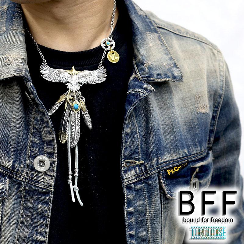 ＼複数買いで最大300円OFFクーポン／BFF ブランド イーグルネックレス メンズ ネックレス シルバー925 金爪 羽根 イーグル 金属アレルギー対応 専用BOX付属 爆買の画像