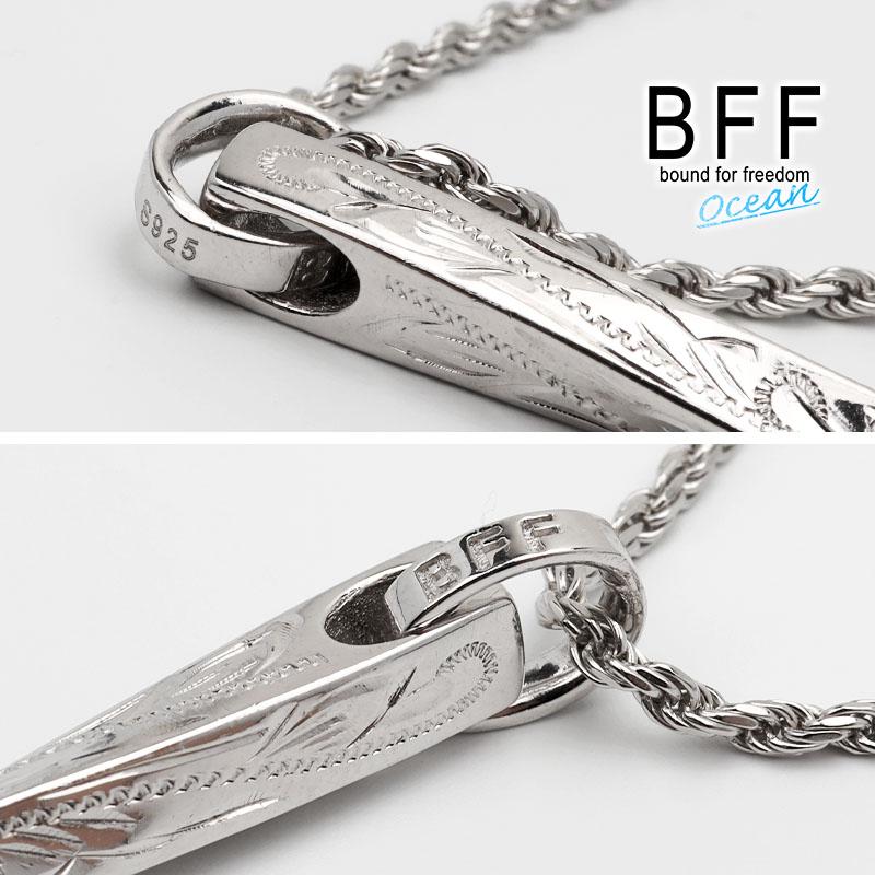 ＼2個で10％OFF 3個で20％OFFクーポン／BFF ブランド ツイストネックレス ハワイアン 刻印 S925 銀 スティックネックレス 金属アレルギー対応 専用BOX付属 爆買の画像