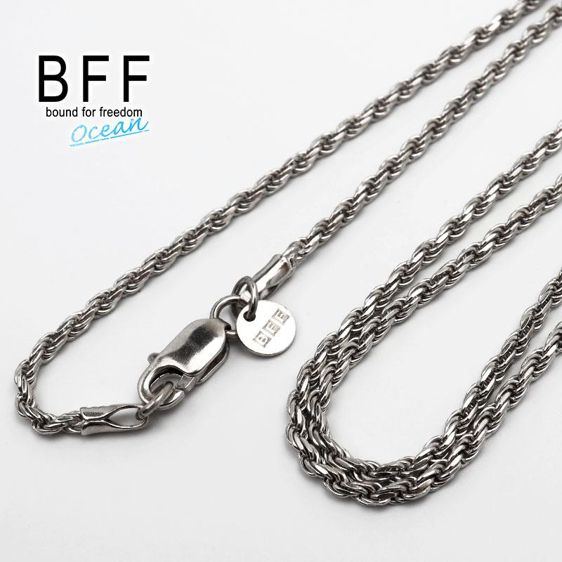 ＼2個で10％OFF 3個で20％OFFクーポン／BFF ブランド ツイストネックレス ハワイアン 刻印 S925 銀 スティックネックレス 金属アレルギー対応 専用BOX付属 爆買の画像
