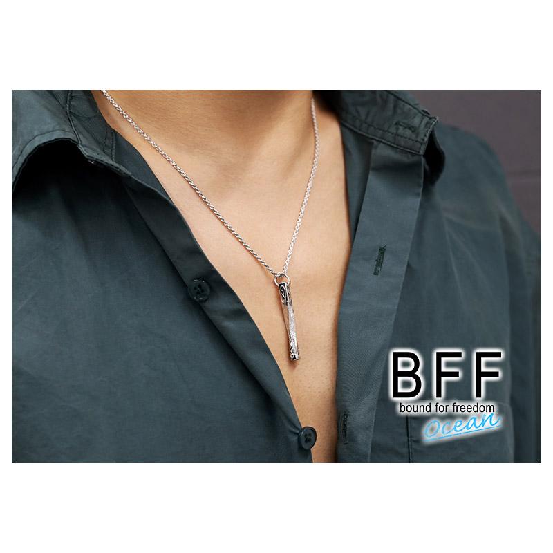 ＼2個で10％OFF 3個で20％OFFクーポン／BFF ブランド ツイストネックレス ハワイアン 刻印 S925 銀 スティックネックレス 金属アレルギー対応 専用BOX付属 爆買の画像