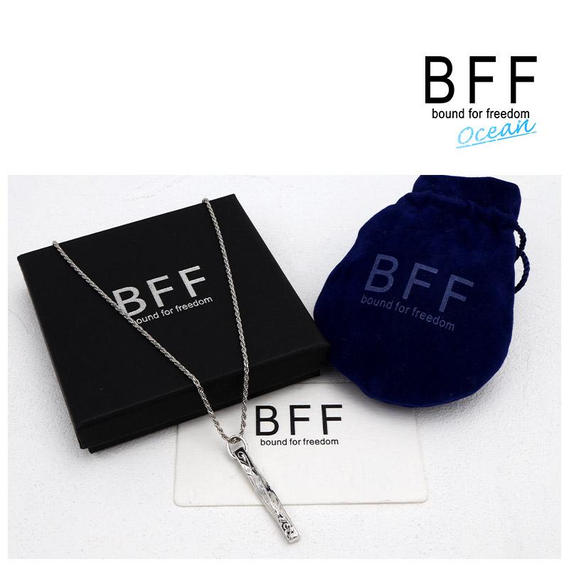 ＼2個で10％OFF 3個で20％OFFクーポン／BFF ブランド ツイストネックレス ハワイアン 刻印 S925 銀 スティックネックレス 金属アレルギー対応 専用BOX付属 爆買の画像
