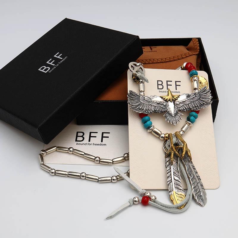 ＼複数買いで最大300円OFFクーポン／BFF ブランド イーグルネックレス シルバー925 パイプビーズ ホワイトハーツ アポロ 金属アレルギー対応 専用BOX付属 爆買の画像