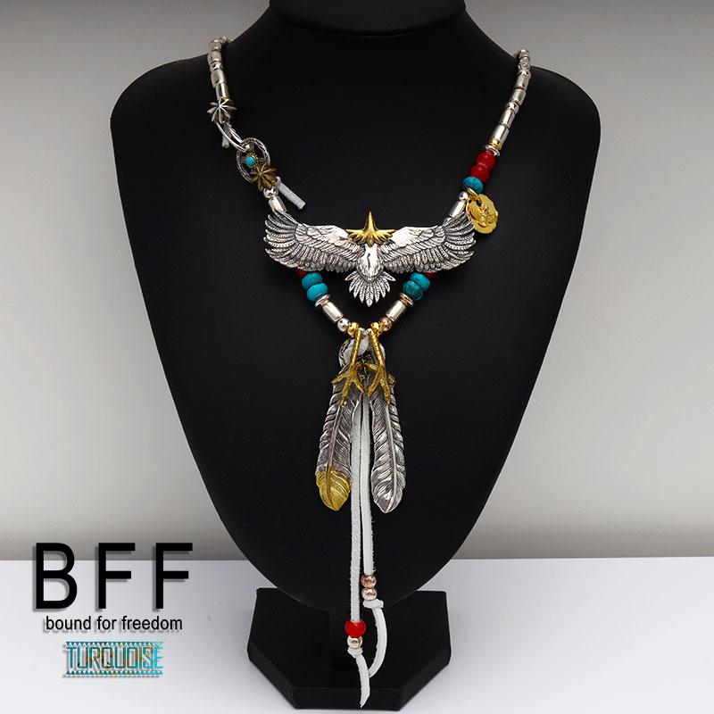 ＼複数買いで最大300円OFFクーポン／BFF ブランド イーグルネックレス シルバー925 パイプビーズ ホワイトハーツ アポロ 金属アレルギー対応 専用BOX付属 爆買の画像