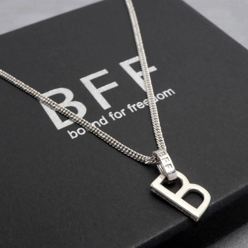 BFF ブランド シルバー925 「B」ネックレス ダブル喜平チェーン