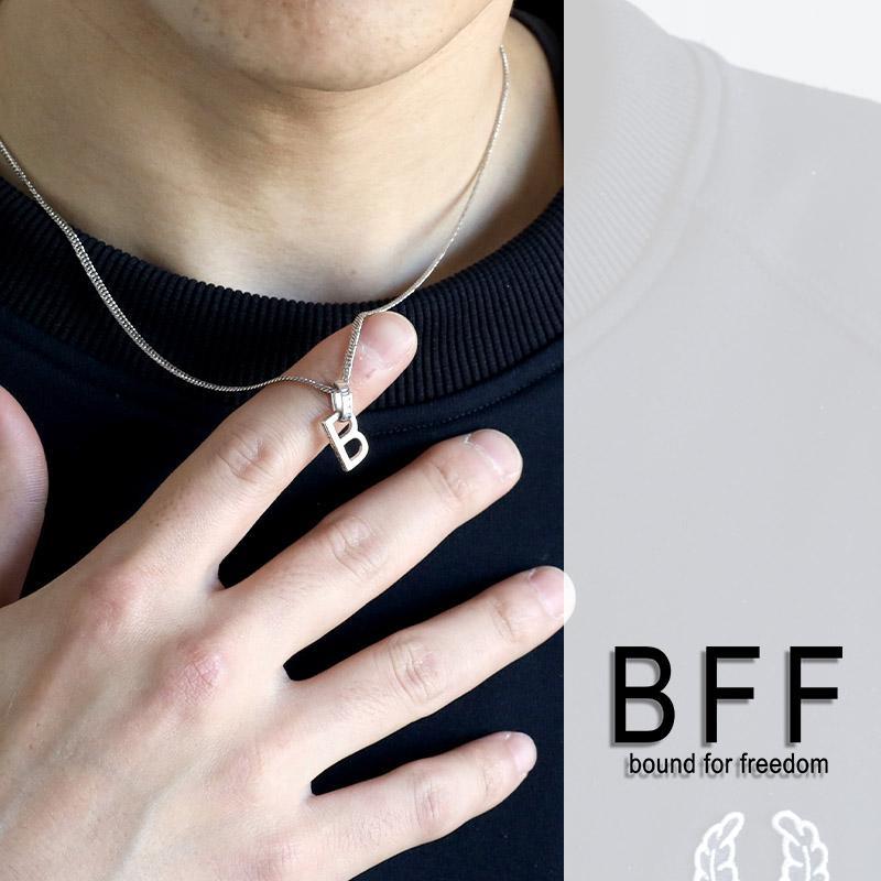 BFF ブランド シルバー925 「B」ネックレス ダブル喜平チェーン