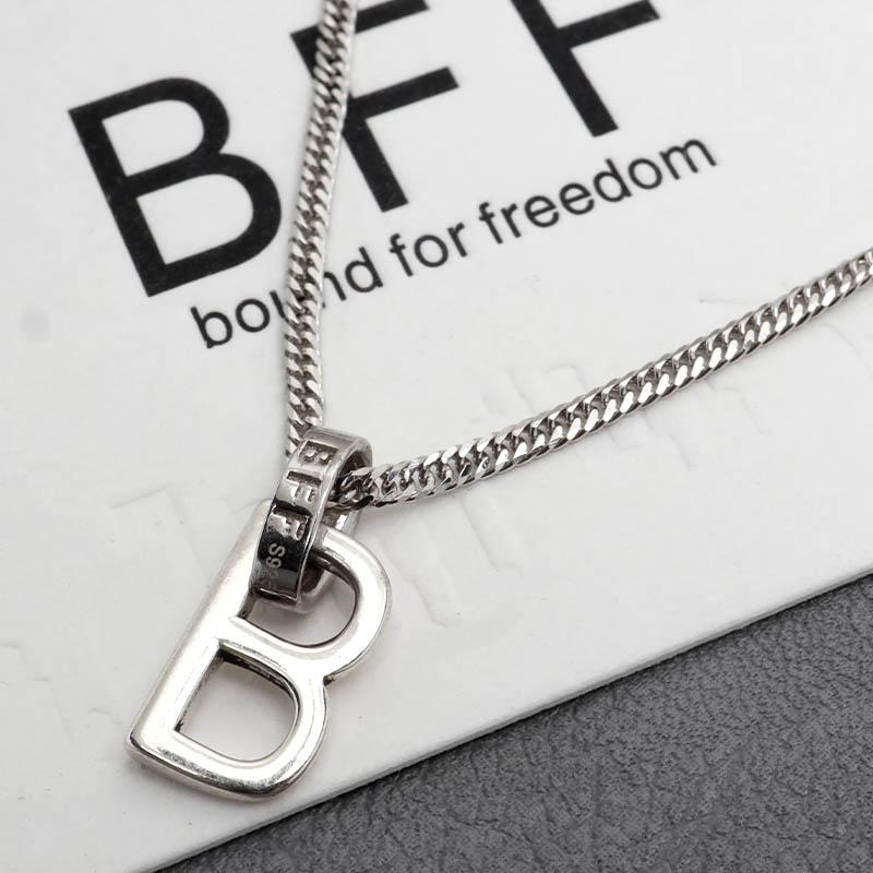 BFF ブランド シルバー925 「B」ネックレス ダブル喜平チェーン