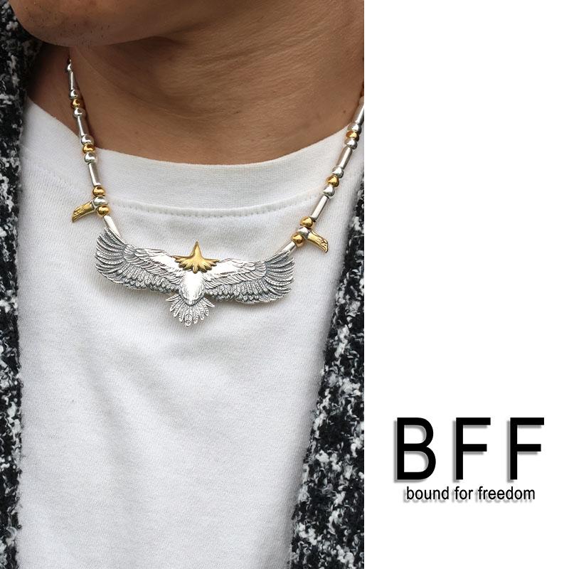 ＼2個で10％OFF 3個で20％OFFクーポン／BFF ブランド イーグルネックレス シルバー925 フェザー 羽根 パイプビーズ S925 金属アレルギー対応 専用BOX付属 爆買の画像