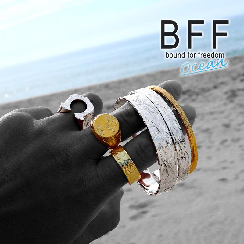 BFF ブランド パームツリー 幅4mm 平打リング ゴールド 18K GP gold 金色 ヤシの木 フラットバンド ペア ハワイ 手彫り 彫金 専用BOX付属 父の日｜kyasya｜08