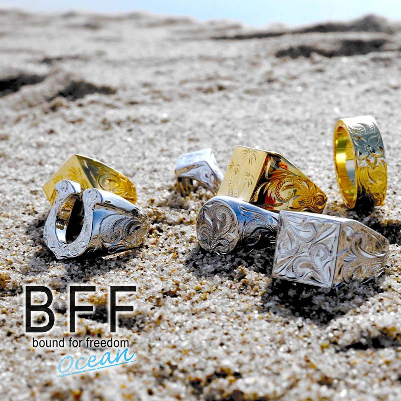 BFF ブランド パームツリー 幅8mm 平打リング ゴールド 18K GP gold 金色 ヤシの木 フラットバンド ペア ハワイ 手彫り 彫金 専用BOX付属 父の日｜kyasya｜07