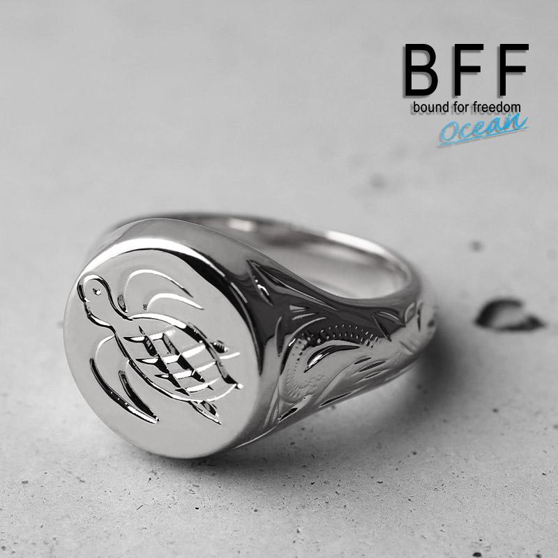 BFF ブランド タートル 印台リング スモール 小ぶり シルバー 18K 銀色