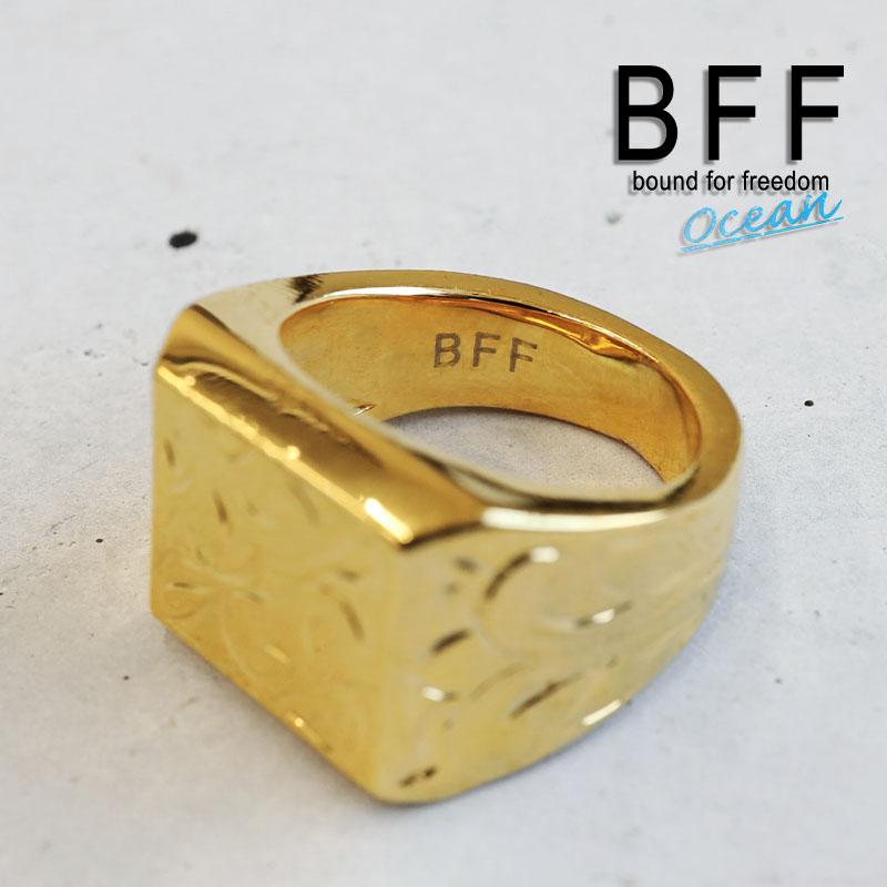 BFF ブランド ハワイアンリング メンズ 印台リング 四角 スクエア