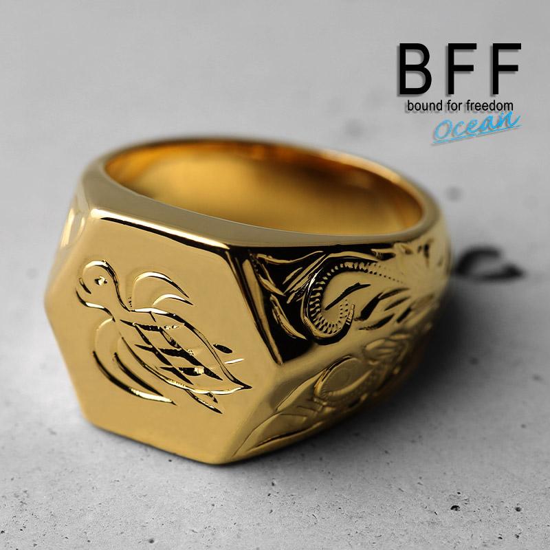 BFF ブランド タートル 印台リング ラージ ごつめ ゴールド 18K GP 