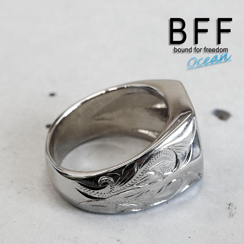 BFF ブランド ハワイアンリング メンズ 印台リング 六角 シルバー