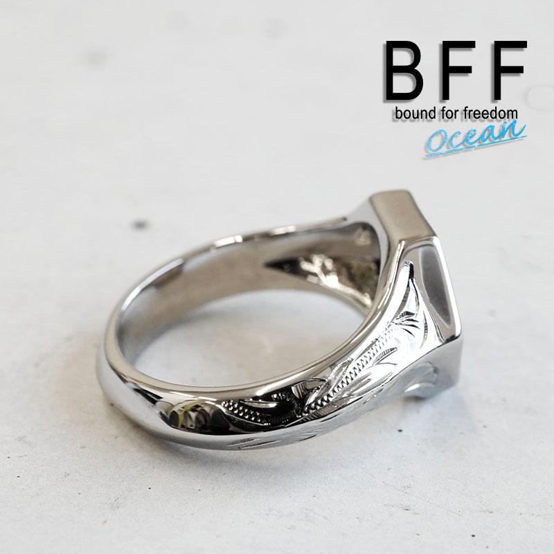 BFF ブランド ハワイアンリング メンズ 印台リング 六角 シルバー