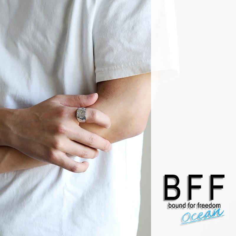 【在庫処分】ブランド ハワイアンリング メンズ 印台 シグネット 六角 18k BFF ブランド ハワイアンリング メンズ 印台リング 六角 シルバー