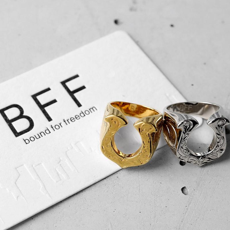 BFF ブランド 馬蹄 印台リング ホースシュー シルバー 18K 銀色 蹄鉄