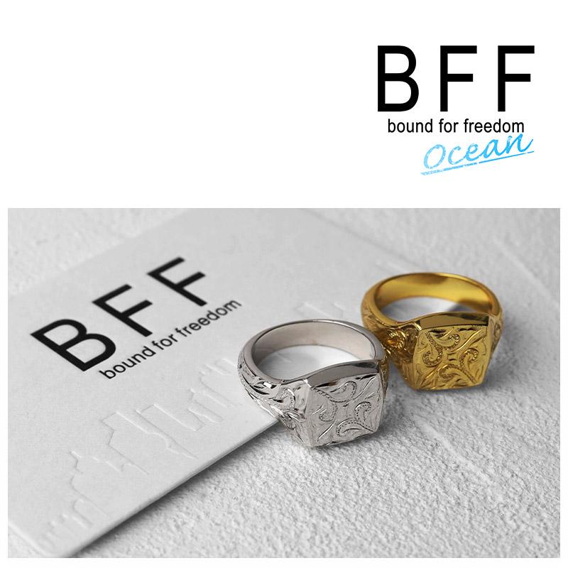 BFF ブランド 印台リング メンズ スクエア 指輪 シルバー925 ゴールド