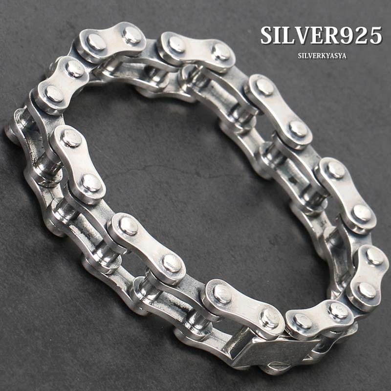 【新品同様 / 希少】 シルバー925 バイクチェーン ブレスレット オートバイ チェーン アクセサリー 重厚 人気 存在感抜群 【NAN7531999928】(26818円)
