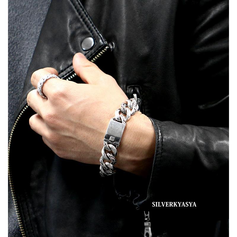 シルバー925 喜平チェーンブレスレット 太幅 17mm バングル 925 銀