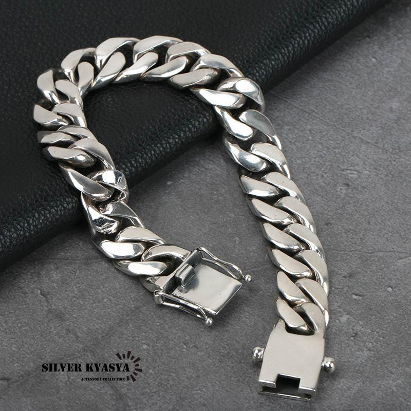 シルバー925 喜平ブレスレット シルバー喜平チェーン 幅12mm 差し込み