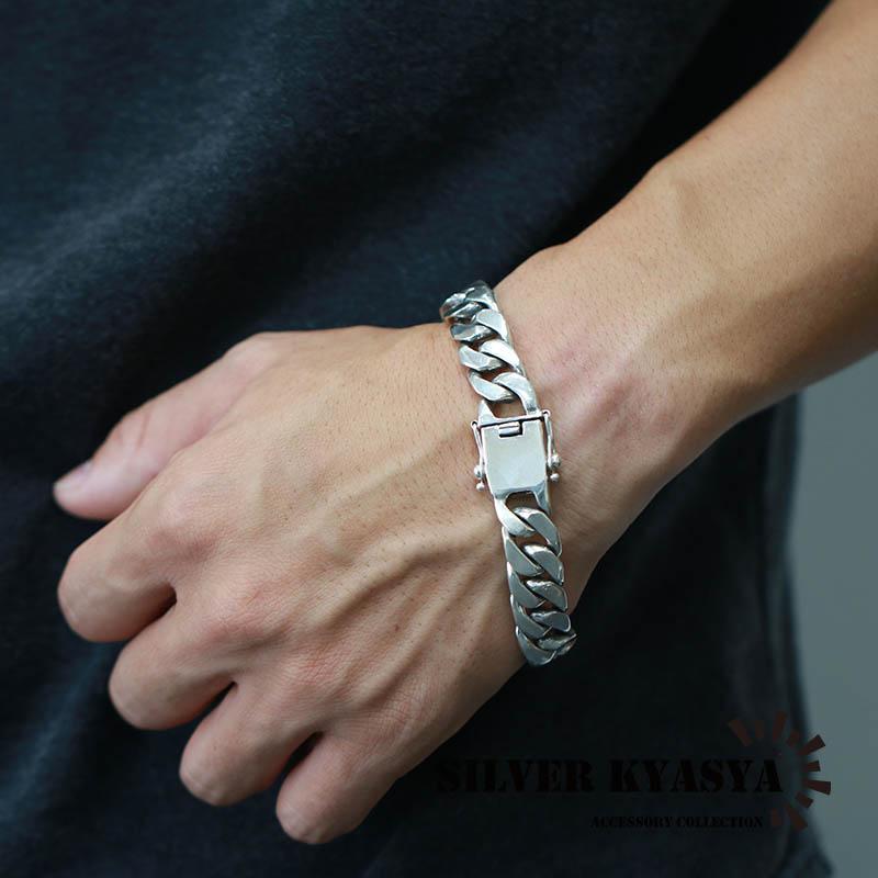シルバー925 喜平ブレスレット シルバー喜平チェーン 幅12mm シルバー925 喜平ブレスレット シルバー喜平チェーン 幅12mm