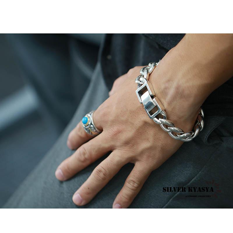 喜平ブレスレット　チェーンブレスレット　シルバー925 マイアミ　幅17mm 2個で10％OFF 3個で20％OFFクーポン／シルバー925 喜平ブレスレット