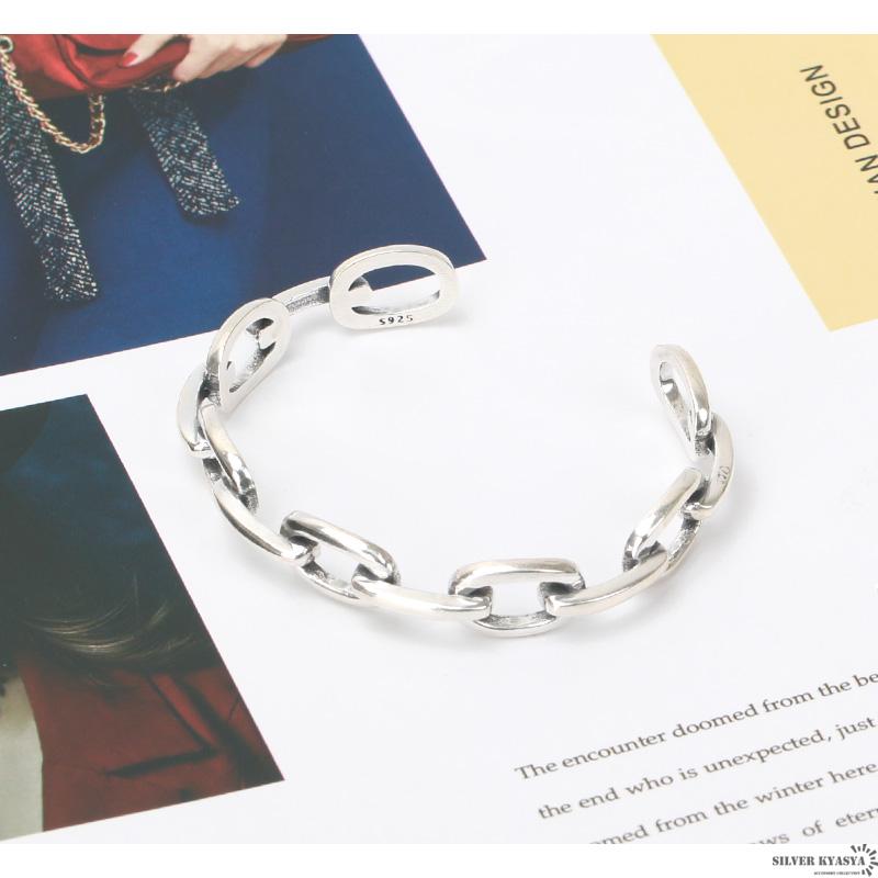 シルバー925 チェーンモチーフバングル チェーン ブレスレット 金属