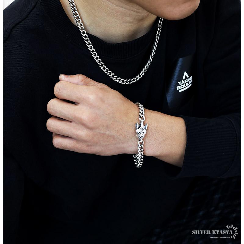 六字真言 ブレスレット メンズ シルバー925 喜平チェーン チェーン