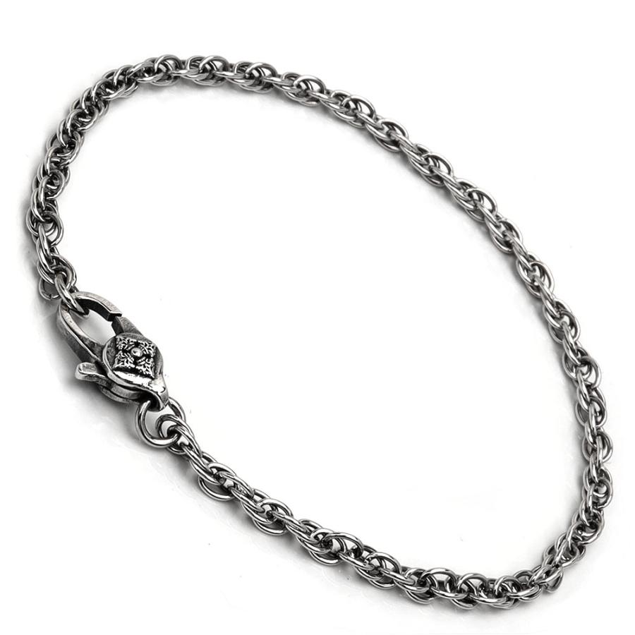 シルバー925 チェーンブレスレット ツイストチェーン 三連 ロープ