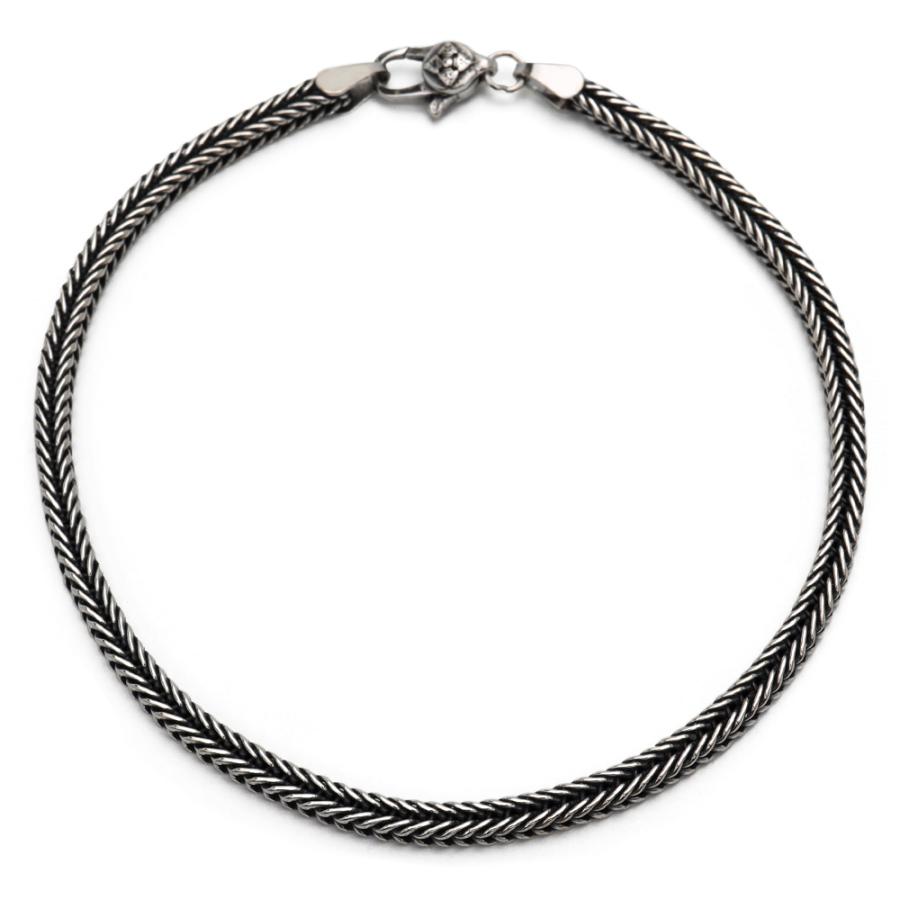 シルバー925 編み込みブレスレット 幅3mm メンズブレスレット チェーン