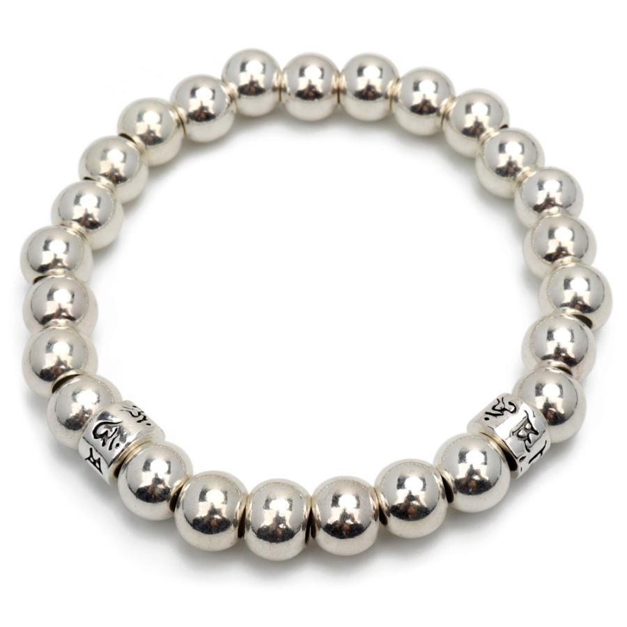 シルバー925 数珠ブレスレット 幅8mm Lサイズ メンズブレスレット 六字