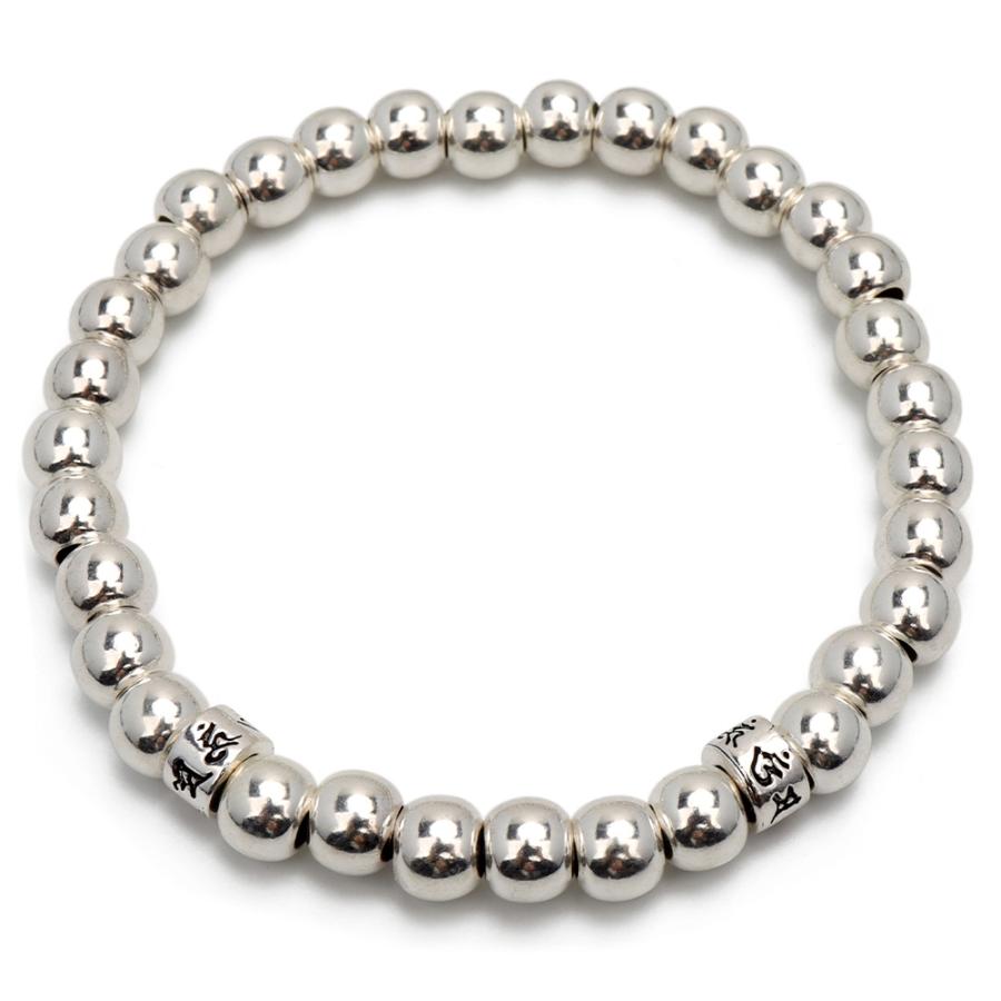 シルバー925 数珠ブレスレット 幅6mm Sサイズ メンズブレスレット 六字