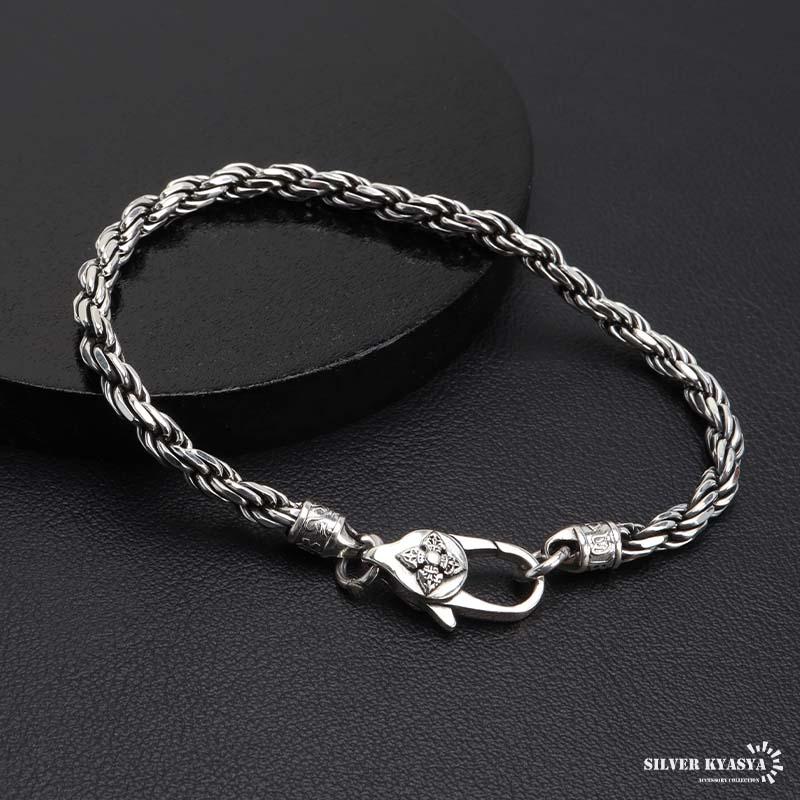 ＼2個で10％OFF 3個で20％OFFクーポン／シルバー925 チェーンブレスレット 六字真言 ブレスレット ロープチェーンブレスレット シルバー 金剛杵 梵字 爆買の画像