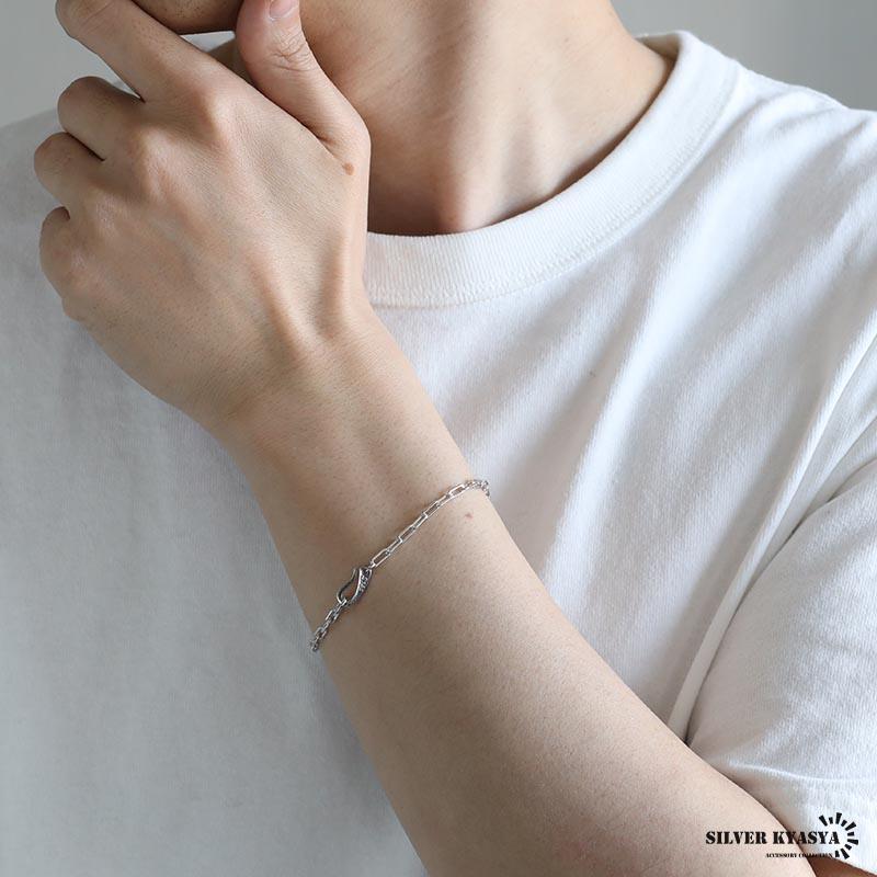 流行り 長小豆チェーンブレスレット 925 ロングあずきチェーン