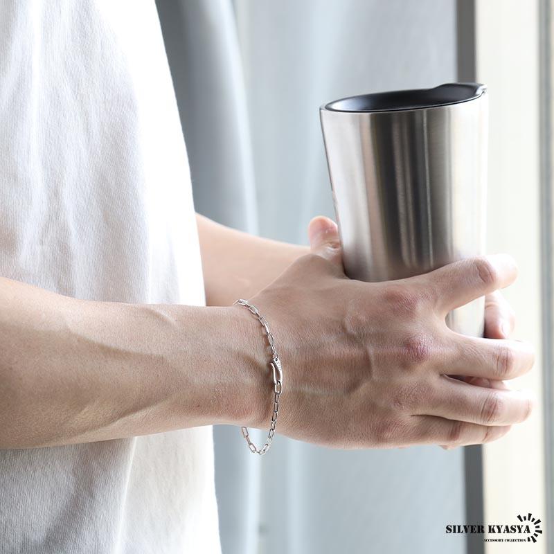 流行り 長小豆チェーンブレスレット 925 ロングあずきチェーン