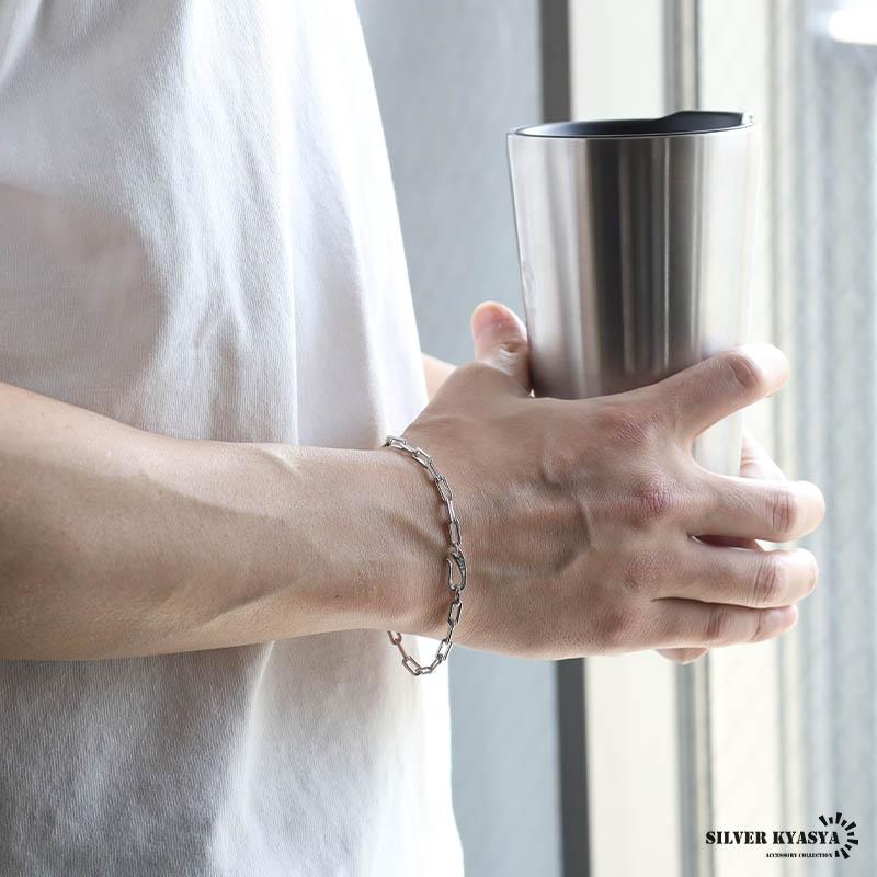 流行り 長小豆チェーンブレスレット 925 ロングあずきチェーン