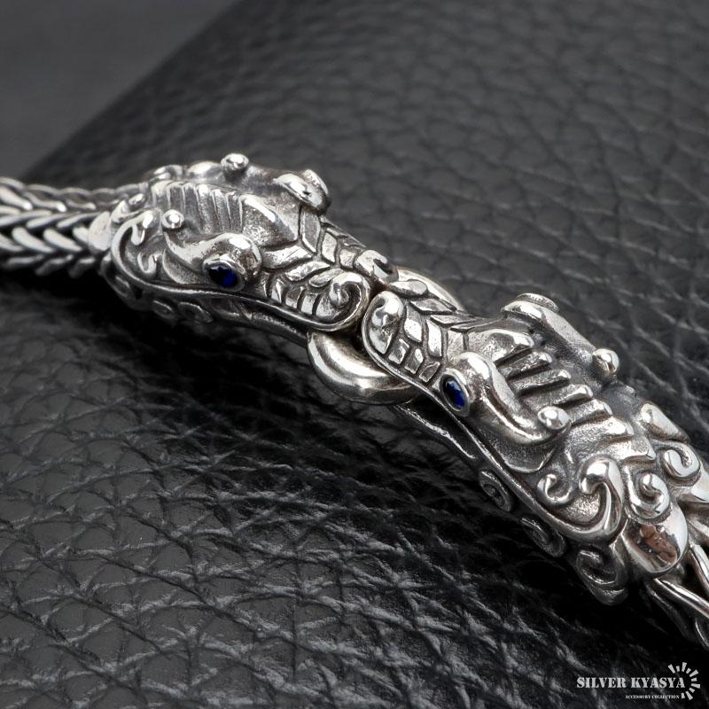 シルバー925 双頭 ドラゴンブレスレット 龍ブレスレット 重厚感 ごつめ